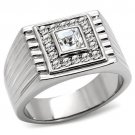 TK95312 - High polished (no plating) Stainless Steel Ring with Top Grade Crystal in Clear