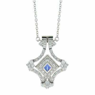 Transforming Blue Simulated Tanzanite CZ Necklace with Simulated Diamond CZ. N4208TZ