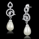TS480 - Rhodium 925 Sterling Silver Earrings with Synthetic Pearl in Citrine Yellow Default Title