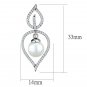 TS510 - Rhodium 925 Sterling Silver Earrings with Semi-Precious Glass Bead in White Default Title