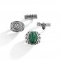 Vintage Inlaid Imitation Malachite Ring Skull Design Four-piece Men's Ring ancient silver