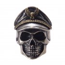 Vintage men's ring open undead army captain Vulkan double eagle skull officer ring antique silver
