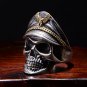 Vintage men's ring open undead army captain Vulkan double eagle skull officer ring Bronze