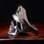Vintage men's ring open undead army captain Vulkan double eagle skull officer ring Bronze