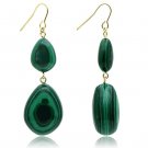VL019 - Gold Brass Earrings with Synthetic MALACHITE in Emerald Default Title