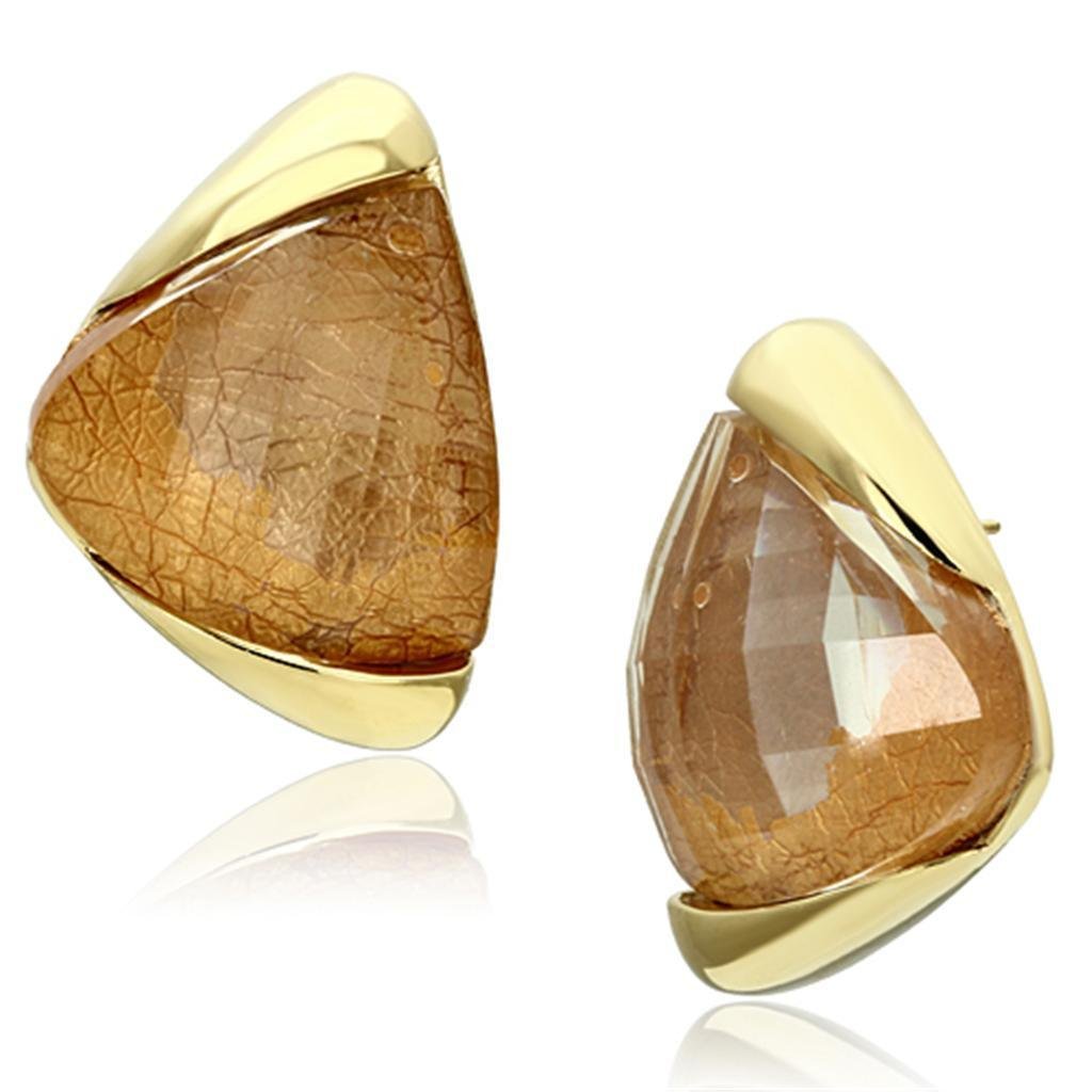 VL076 - IP Gold(Ion Plating) Brass Earrings with Synthetic Synthetic Stone in Orange Default Title