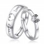 Wedding Love You Forever Heart 925 Sterling Silver Adjustable Promise Ring Men
