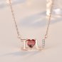 Wedding Red CZ I Love You Letters 925 Sterling Silver Necklace Rose Gold