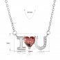 Wedding Red CZ I Love You Letters 925 Sterling Silver Necklace Silver