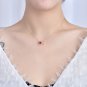 Wedding Red CZ I Love You Letters 925 Sterling Silver Necklace Silver