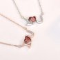 Wedding Red CZ I Love You Letters 925 Sterling Silver Necklace Silver