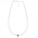 White Crystal Fireball Three Wire Necklace N13083CR
