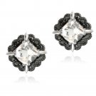 White Topaz & Black Diamond Accent Stud Earrings EBR13138WT