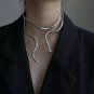 Winding snake necklace dark collar for women and men Gold