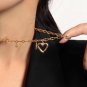 Women Hollow Heart Chain 925 Sterling Silver Necklace Yellow Gold