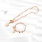 Women Stainless Steel Multilayer Necklace, Heart Pendant Chain Link Toggle Clasp Necklace Rose Gold