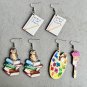 Wooden earrings gift book brush print earrings 2