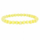 Yellow Cats Eye 6mm Bead Beaded Stretch Bracelet B9084Y