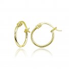 Yellow Gold Flash Silver Small 12mm Round Thin Lightweight Unisex Hoop Earrings HG15855