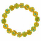 Yellow Millefiori Murano Glass Disc Stretch Bracelet B9248M3