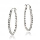 Zirconia Ice Sterling Silver 25mm Oval Hoop Earrings, Made with Swarovski Zirconia H13390