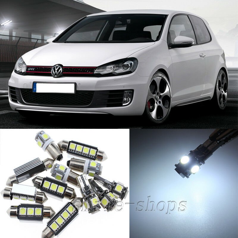 Error Free White 12pcs Interior LED Light Kit for 10-14 VW MK6 MKVI GTI Golf