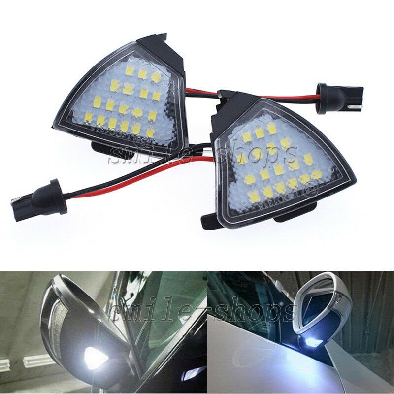 2x White 6000K Side Mirror Puddle Light LED Bulbs For VW Golf 5 Jetta Passat 12V