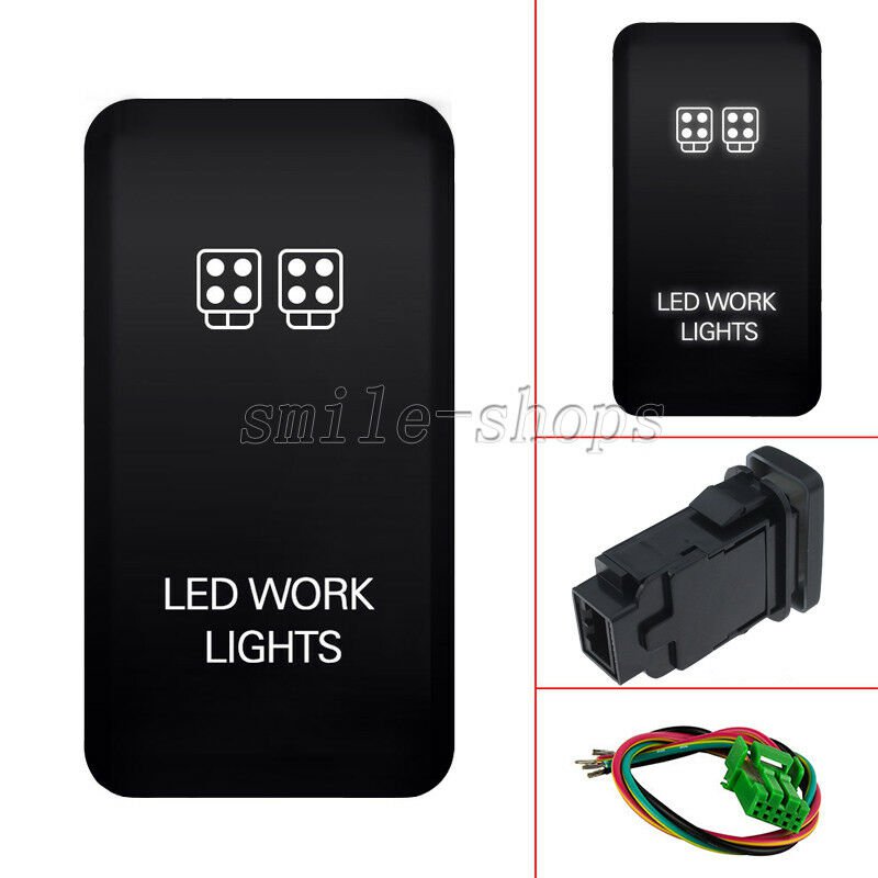 12V Push Switch White LED Work Light For Toyota FJ Cruiser Fortuner Hilux Tacoma