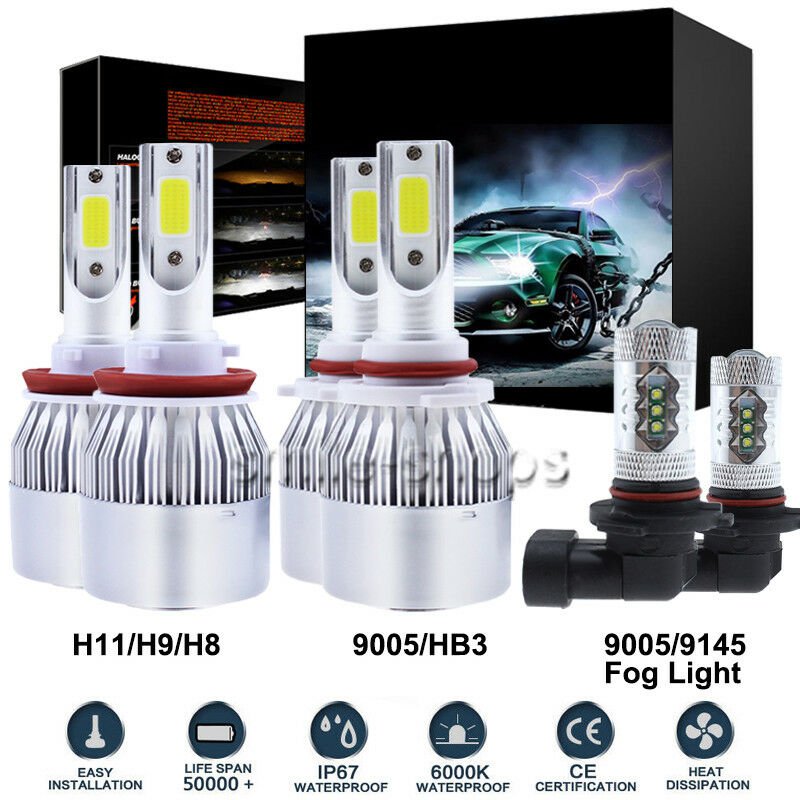 Hi/Lo LED Headlight + Fog Light For 2009-2018 Dodge Ram 1500 2500 3500 4500 5500