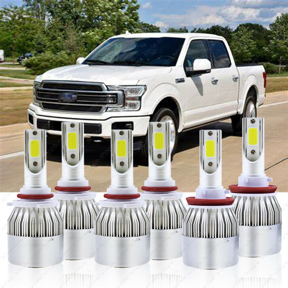 9005 H11 LED Headlight High/Low Beam + Fog Light 9145 For 2015-2018 Ford F-150