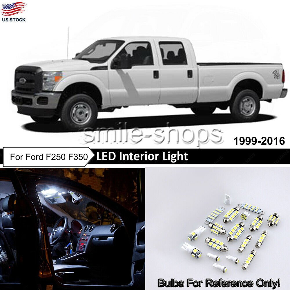 20x Pure White Interior LED Lights Bulb Package Kit For 1999-2016 Ford F250 F350