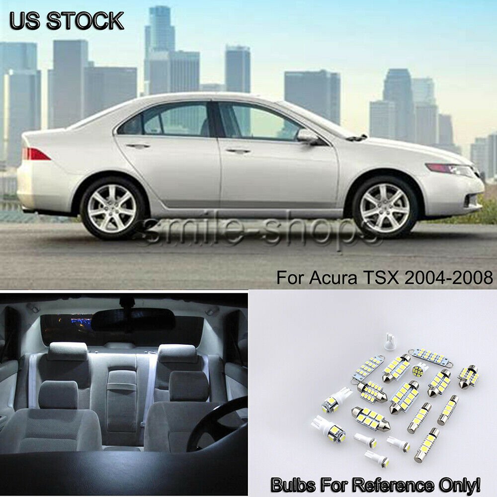 10pcs Xenon White Car LED Interior Lights Package Kit For 2004-2008 Acura TSX