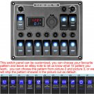 Waterproof Marine/Boat Car Switch Panel 10 Gang LED Rocker Blank Switch + Labels