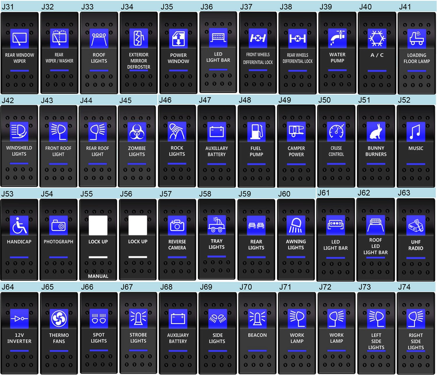 Waterproof Marine/Boat Car Switch Panel 10 Gang LED Rocker Blank Switch