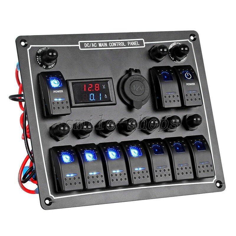 Waterproof Marine/Boat Car Switch Panel 10 Gang LED Rocker Blank Switch