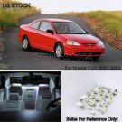 8pcs 6000K White LED Car Interior Lights Package Kit For 2001-2003 Honda Civic