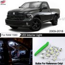12Pcs Xenon White Car LED Lights Interior Lamp Package Kit For 2009-2018 RAM 150