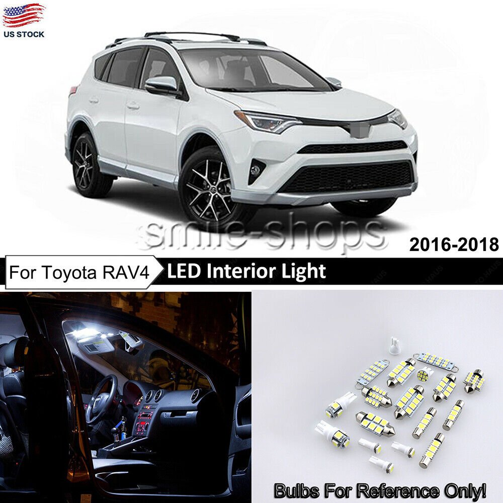 8x Bright White Interior LED Lights Package Kit For Toyota RAV4 2016 2017 2018