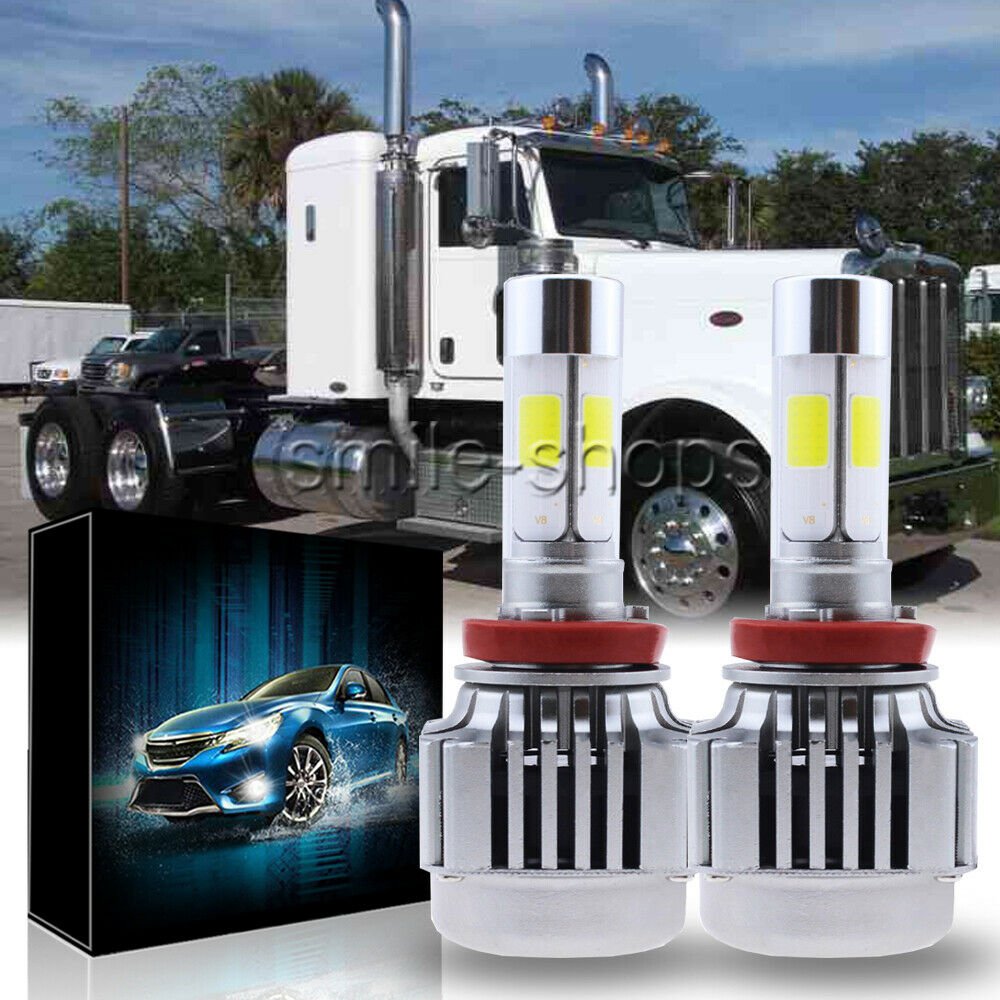 2X V8 Bright White Low Beam LED HID Bulb Headlamp Kit For Peterbilt 388 389 120W