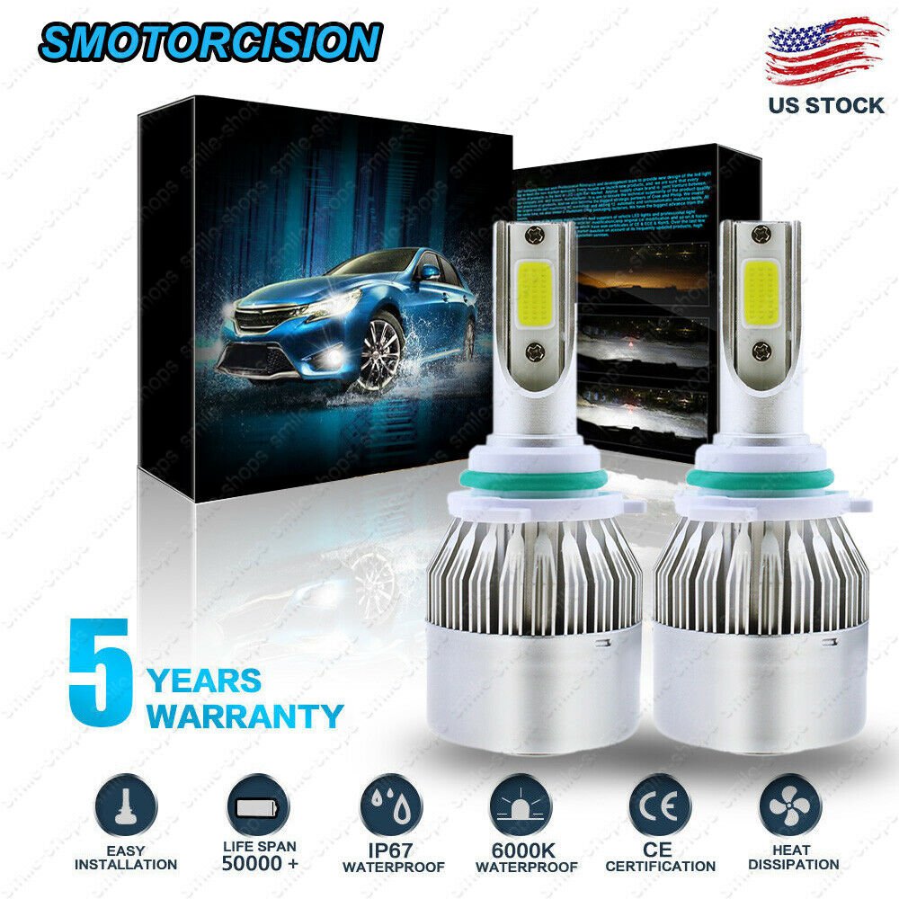 C6 2018 COB LED Headlight 9006 HB4 9012 1300W 6000K 195000LM Bulbs 1 Pair HID