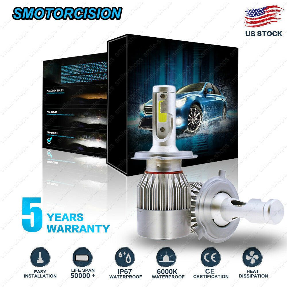 2XH4 1300W 195000LM COB LED Car Headlight Kit Hi/Lo Beam Light Bulb White 6000K