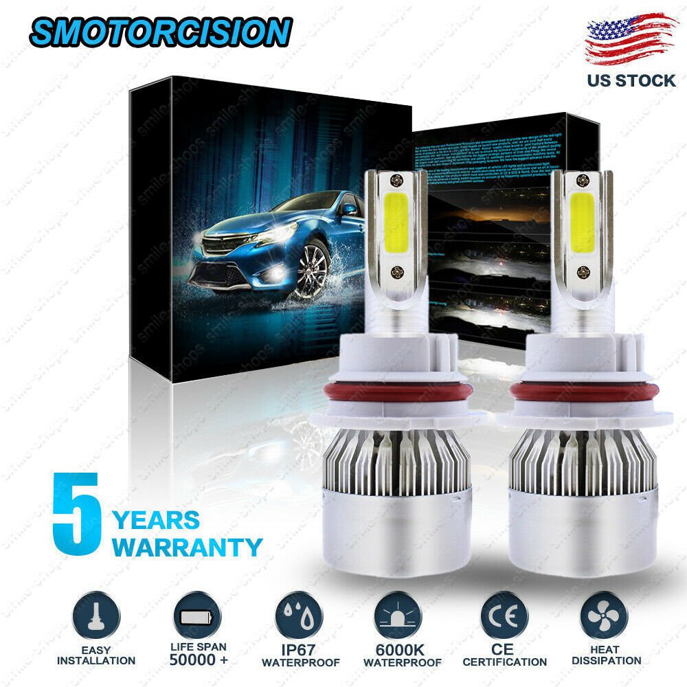 9007 HB5 COB LED Headlight Conversion Kit 1900W 285000LM Hi/Lo Lamp Bulbs 6000K
