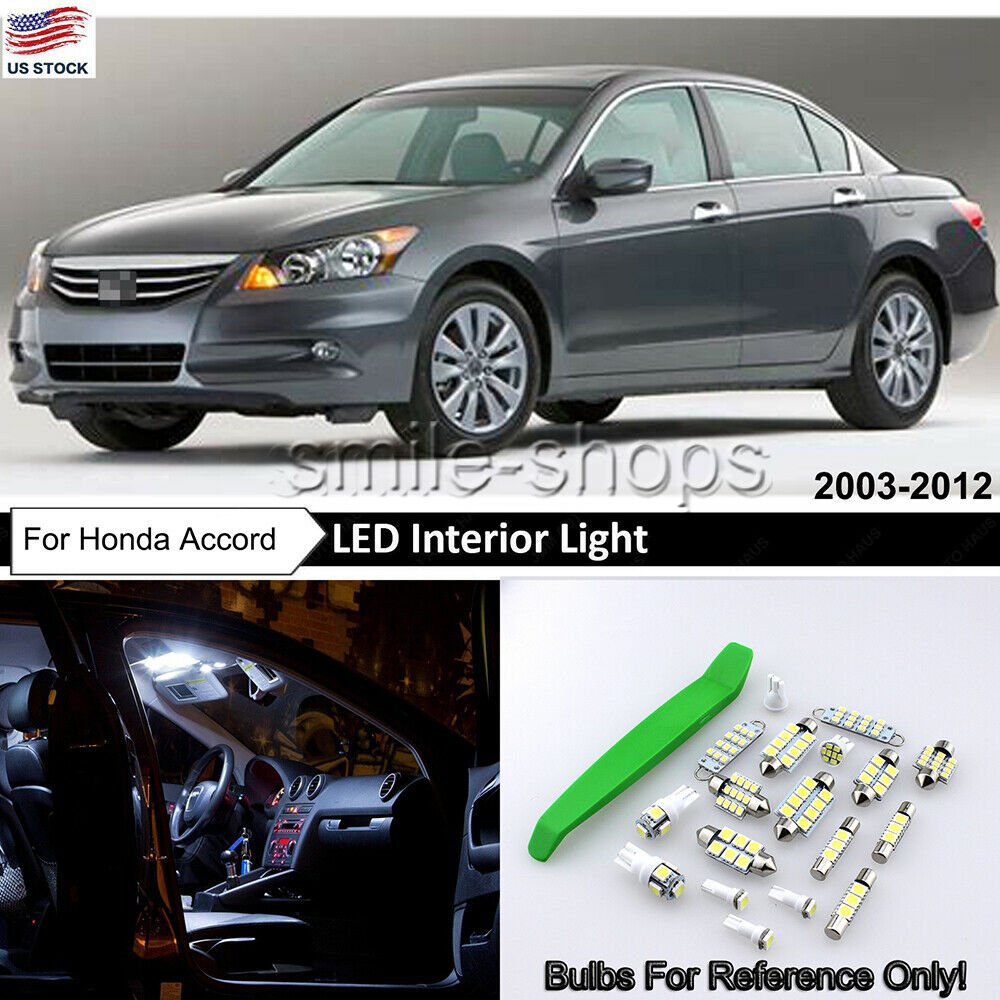 Pure White LED Interior map dome Lights Package For 2003-2012 Honda Accord +Tool