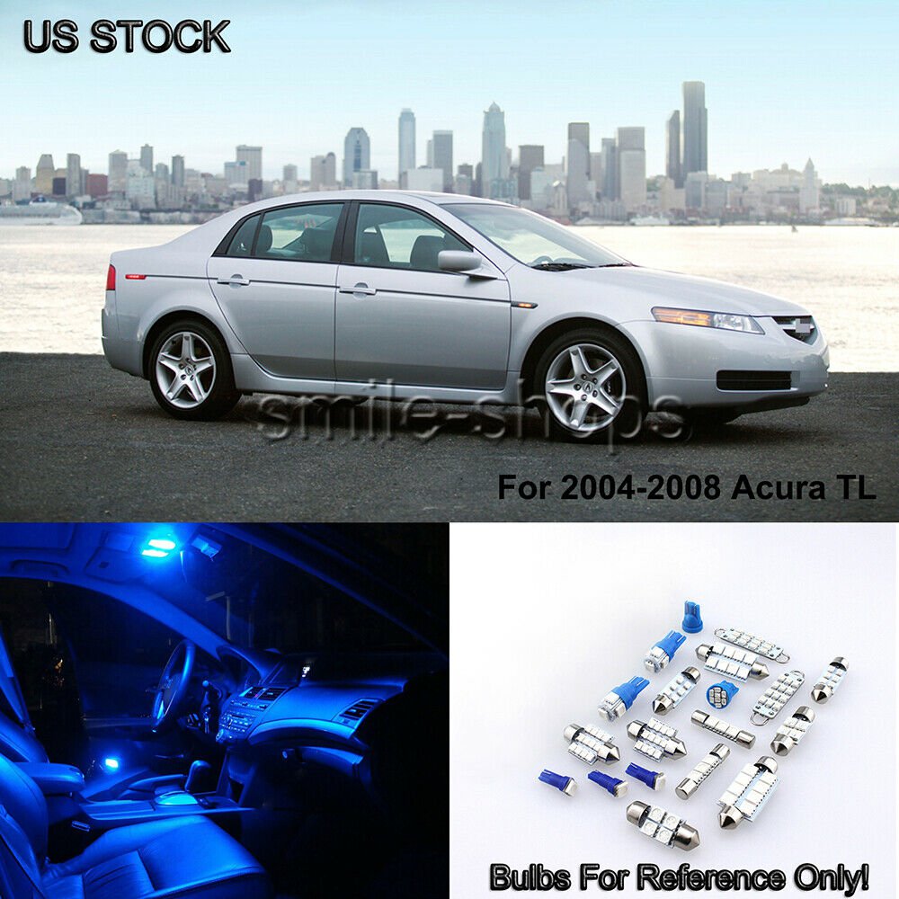 15x Ultra Blue Interior Dome LED Lights Replacement Package For 04-08 Acura TL