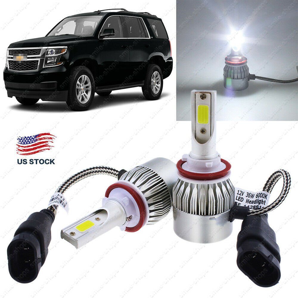 C6 195000LM 1300W Low Beam LED HID Bulb Headlamp Kit For Chevy Tahoe 2015-2018