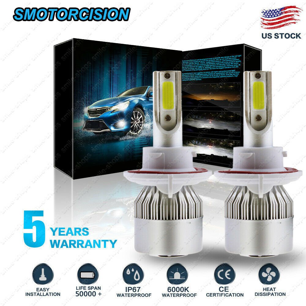 H13 9008 COB LED Headlight Conversion Kit 1300W 195000LM HI-LO Beam Bulbs 6000K