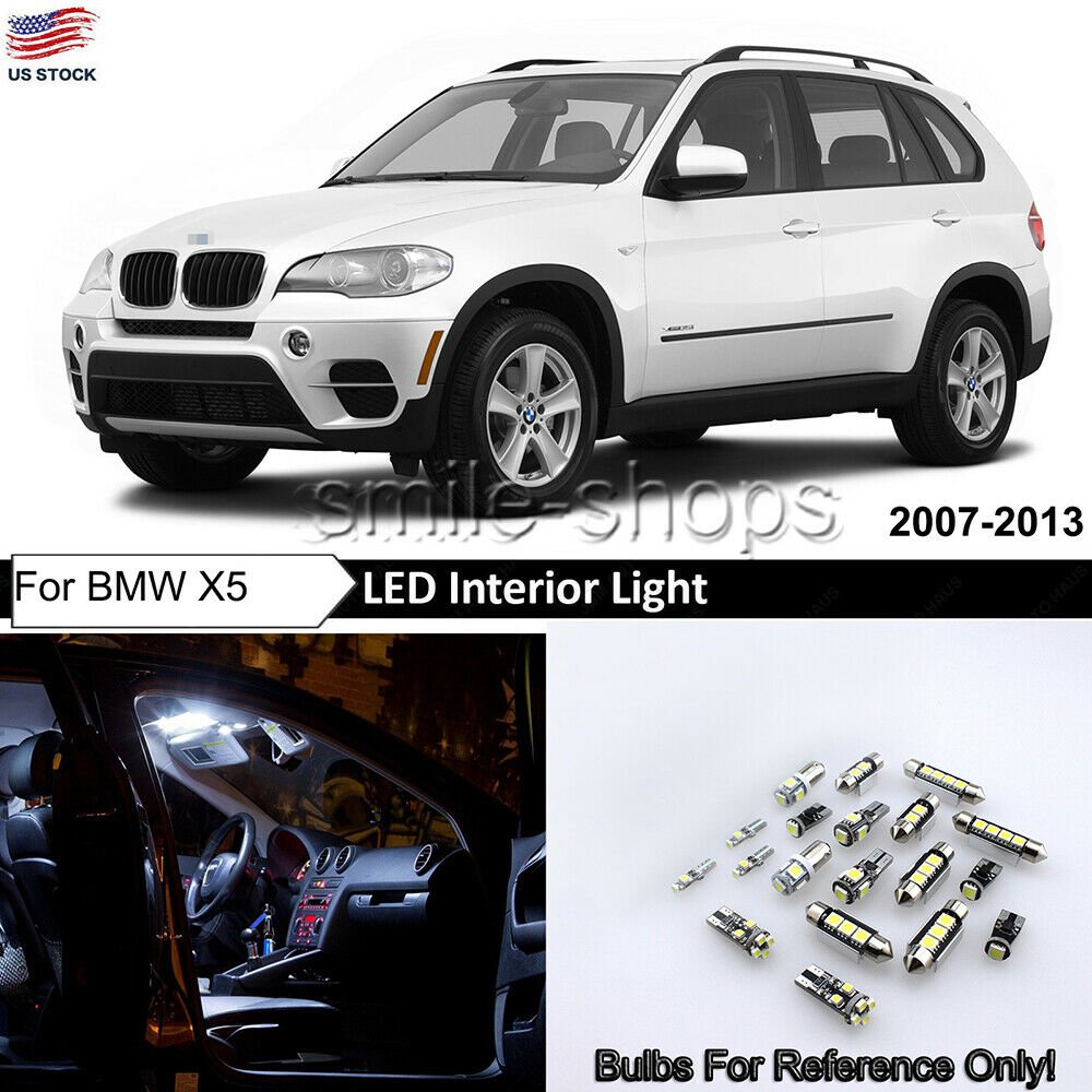 22X Xenon White LED Car Interior Light Package Kit For BMW X5 Series E70 07-13