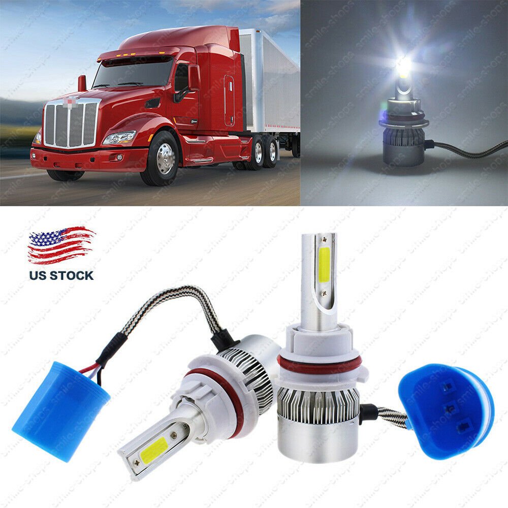 1 Pair 9007 LED Bulbs Kit For PETERBILT PETE 2000-2016 Headlight lamp 195000LM