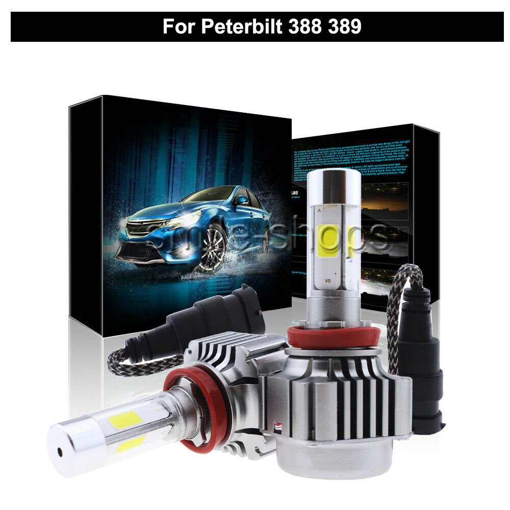 Super Bright White LED Headlamp Headlight Bulb Kit For Peterbilt 388 389 120W