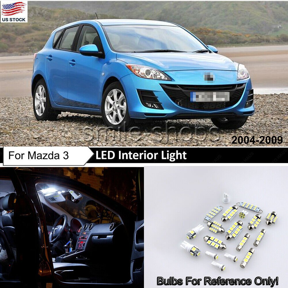 8pcs 6000k White LED Interior Lights Package Kit For 2004 - 2008 2009 Mazda 3